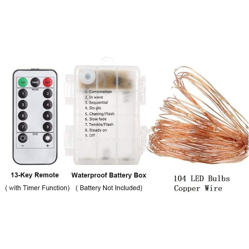 104 LED sodo skėtinis lauko šviestuvas, atsparus vandeniui IP67 šviesos styginių šviesos jutiklio valdymo sodo dekoratyvinė lempa