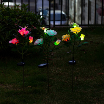 Слънчева светлина Лампа за цветя на открито Водоустойчива тревна LED светлина Многоцветна вложка Дворна пътека Тревна площ Слънчева светлина Декорация на градина