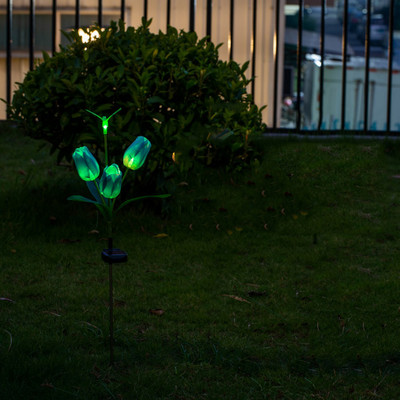 Lumină solară Lampă cu flori de lalele, în aer liber, impermeabilă, pentru gazon, cu LED-uri, cu inserție multicoloră, cale pentru curte, iarnă, lumină solară, decorare pentru grădină