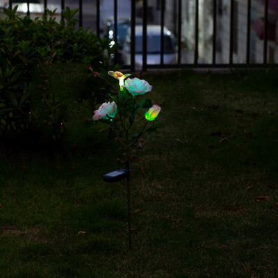 Lumină solară Lampă cu flori de lalele, în aer liber, impermeabilă, pentru gazon, cu LED-uri, cu inserție multicoloră, cale pentru curte, iarnă, lumină solară, decorare pentru grădină
