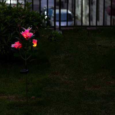Lumină solară Lampă cu flori de lalele, în aer liber, impermeabilă, pentru gazon, cu LED-uri, cu inserție multicoloră, cale pentru curte, iarnă, lumină solară, decorare pentru grădină