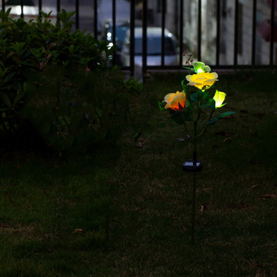 Lumină solară Lampă cu flori de lalele, în aer liber, impermeabilă, pentru gazon, cu LED-uri, cu inserție multicoloră, cale pentru curte, iarnă, lumină solară, decorare pentru grădină