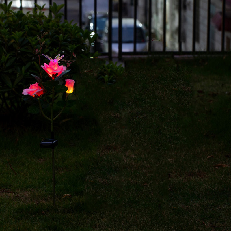 Lumină solară Lampă cu flori de lalele, în aer liber, impermeabilă, pentru gazon, cu LED-uri, cu inserție multicoloră, cale pentru curte, iarnă, lumină solară, decorare pentru grădină