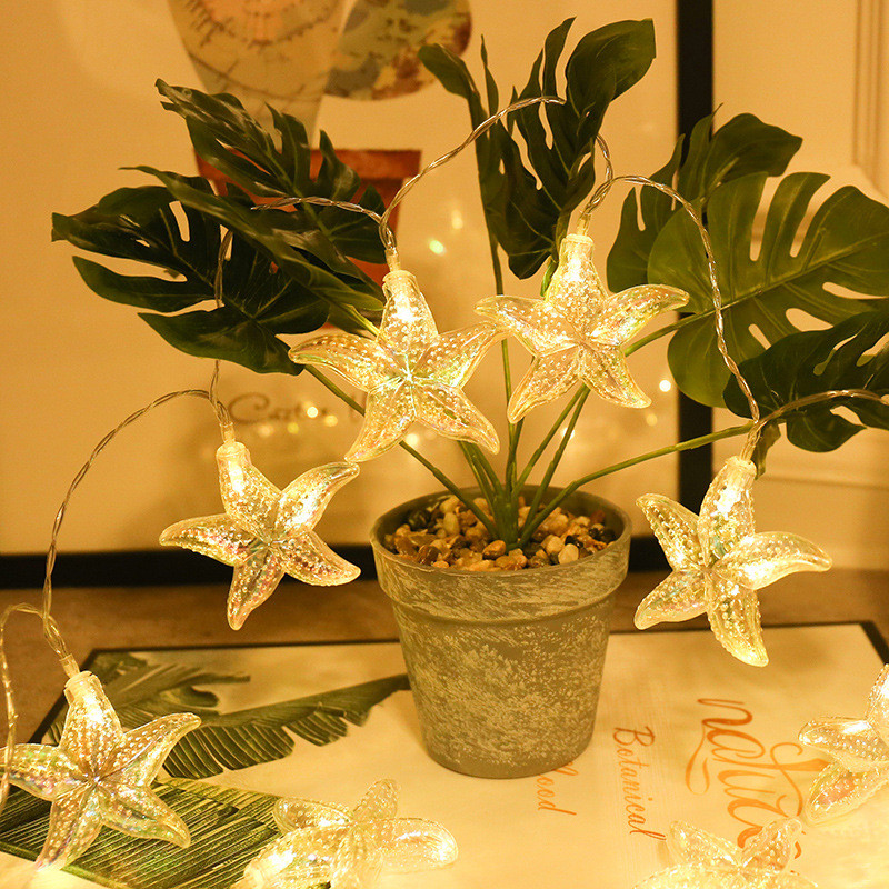 1,5 m scoici de cal de mare stea de mare pește mic alb cald șir de lumină pentru baterie sirenă pentru petrecere de aniversare ww49