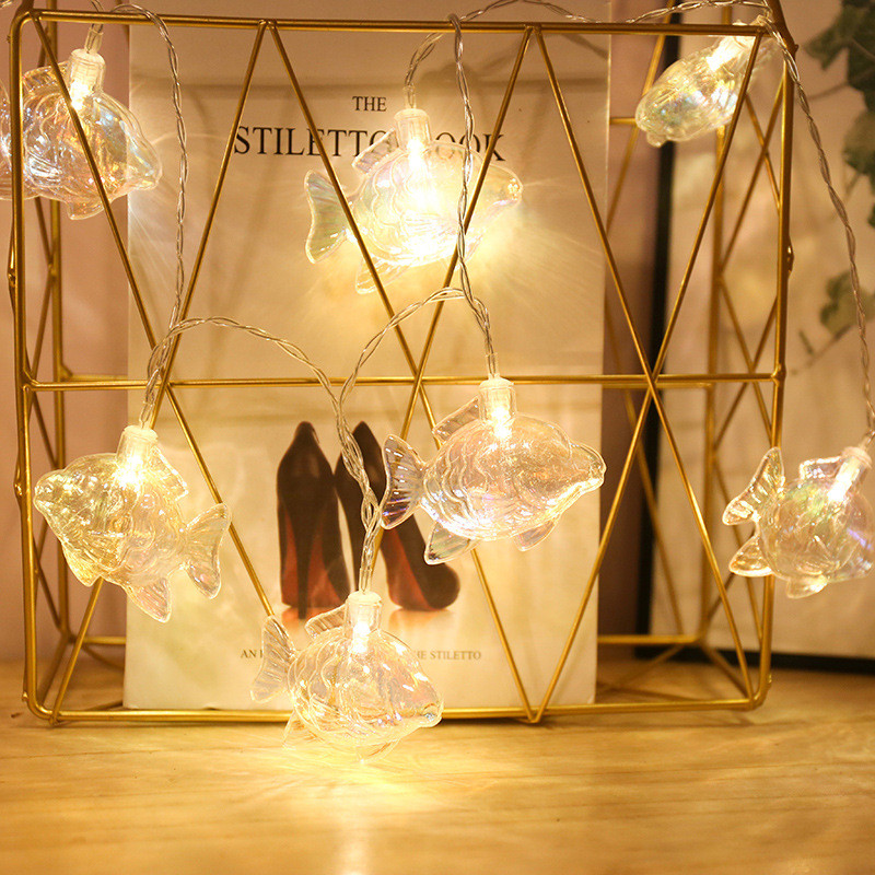 1,5 m scoici de cal de mare stea de mare pește mic alb cald șir de lumină pentru baterie sirenă pentru petrecere de aniversare ww49