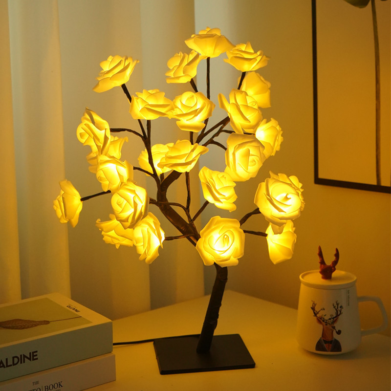 Επιτραπέζιο φωτιστικό LED Rose Flower Tree USB νυχτερινά φωτάκια Χριστουγεννιάτικη διακόσμηση Δώρο για Παιδικό Δωμάτιο Rose Flower Lighting Διακόσμηση σπιτιού