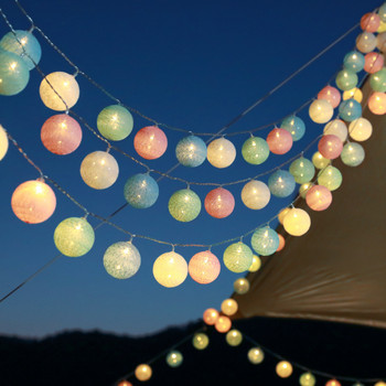 1/3/6M LED памучни гирлянди Топки Светлини Струна Коледа Великден Висящо парти на открито Бебе Детска стая Легло Фея Светлини Декорации