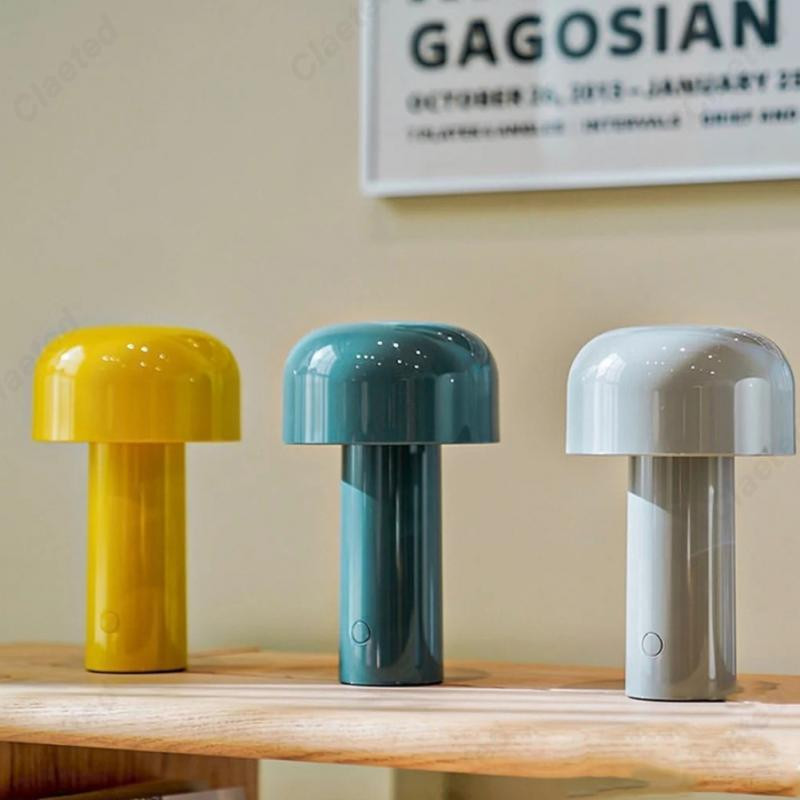 Olasz gombás asztali lámpa Újratölthető éjszakai lámpa, hordozható USB töltő érintéses éjjeli asztali lámpa nappali dekorációs lámpa