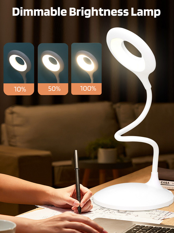 Stmievateľná LED stolová lampa AXX, trojfarebná, s funkciou merania teploty, nabíjateľná USB, čítacia stolová lampa, nočné svetlo v spálni