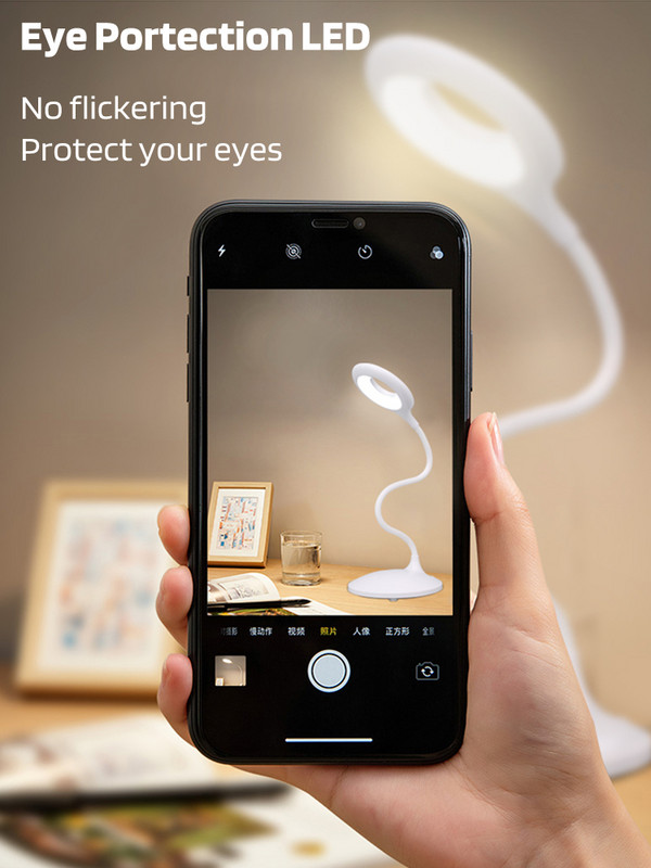 Stmievateľná LED stolová lampa AXX, trojfarebná, s funkciou merania teploty, nabíjateľná USB, čítacia stolová lampa, nočné svetlo v spálni