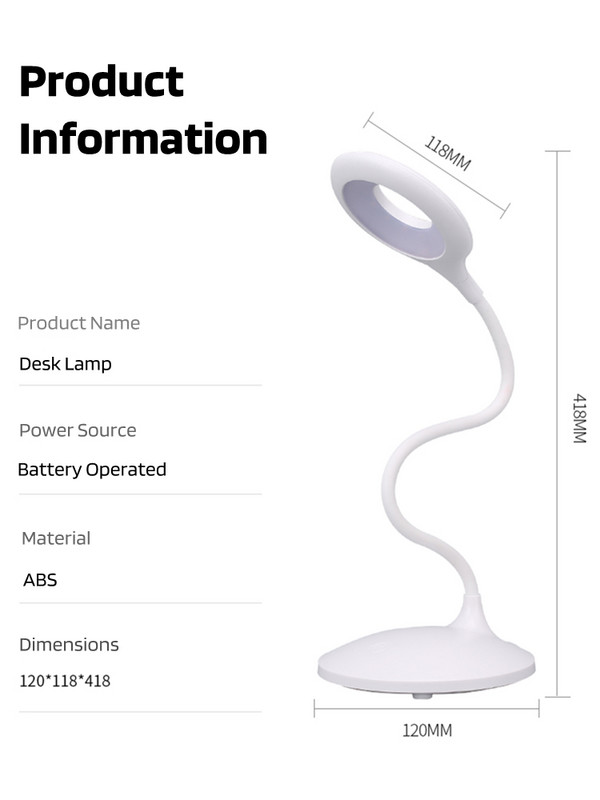 Stmievateľná LED stolová lampa AXX, trojfarebná, s funkciou merania teploty, nabíjateľná USB, čítacia stolová lampa, nočné svetlo v spálni