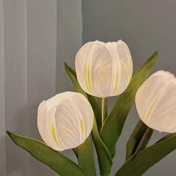 Επιτραπέζιο φωτιστικό Tulip LED Flower Simulation Night Light Διακόσμηση σπιτιού Ατμόσφαιρα Ρομαντικό δώρο σε γλάστρα για δωμάτιο γραφείου Bar Cafe