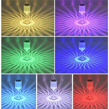 Акумулаторна диамантена кристална настолна лампа Акрилна настолна декорационна атмосферна лампа LED нощна лампа за спалня/всекидневна