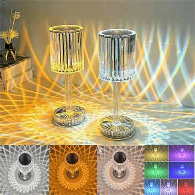 Újratölthető gyémánt kristály asztali lámpa akril asztali dekoráció légköri lámpa LED éjjeli lámpa hálószobába/nappaliba