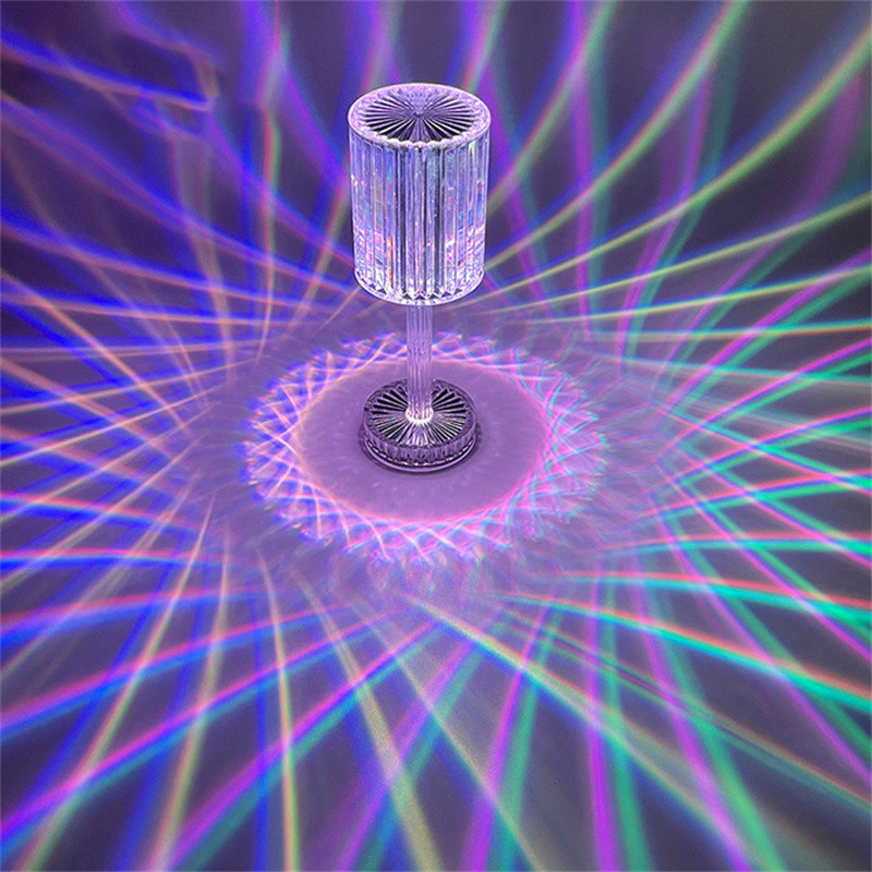 Lampă de masă reîncărcabilă din cristal cu diamant, acrilic, pentru decor de birou, lampă de atmosferă, cu LED, noptieră, pentru dormitor/sufragerie