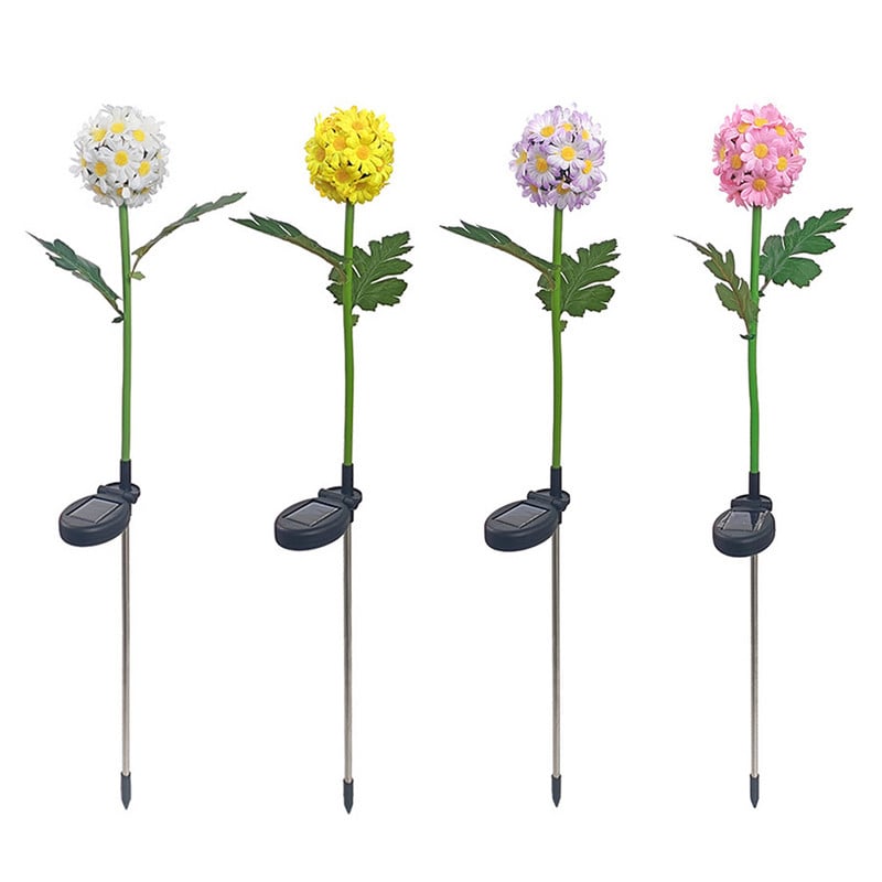 Āra ūdensnecaurlaidīgs saules dārza zāliena apgaismojums krizantēmas ziedu ziedu zemes lampa ainavas celiņš Mājas dekorēšana LED apgaismojums