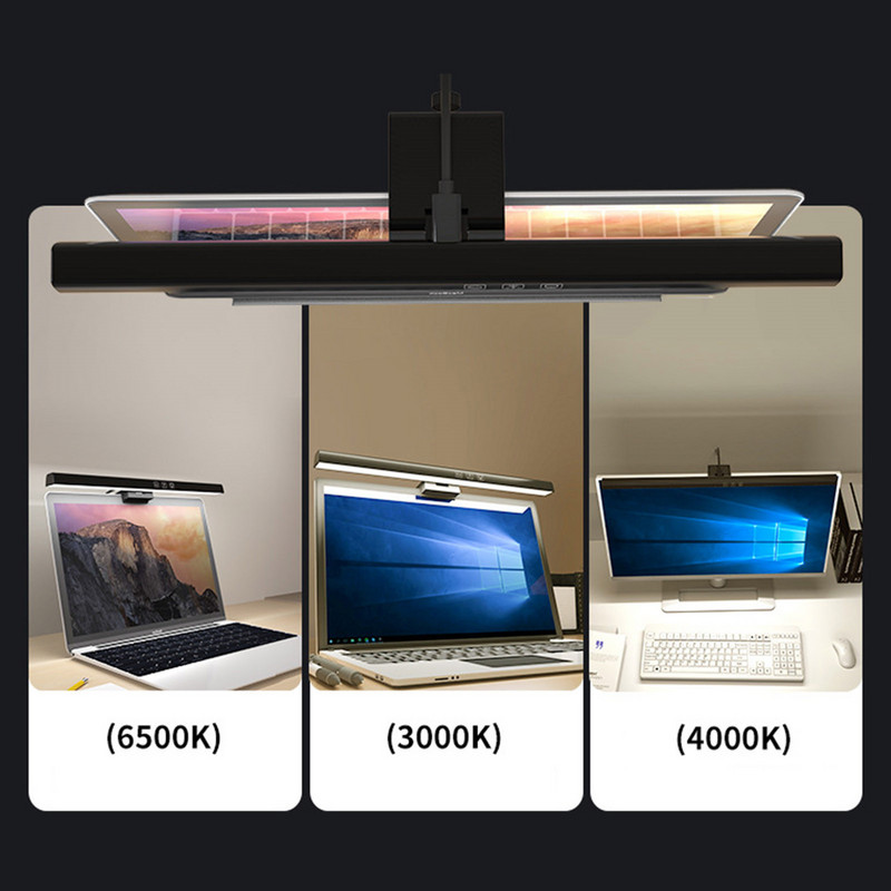 Lampă de birou LED cu reglaj continuu pentru bară de lumină pentru monitorul computerului, lumină de lectură USB, lampă pentru monitor, iluminare din spate, bară de ecran, lumină, birou