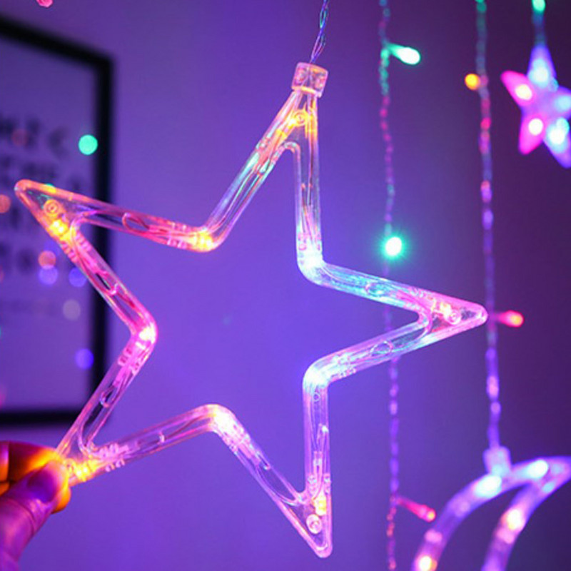 Eid Mubarak Steaua Lună Led Cortina Ghirlanda șir Lumină Ramadan Decor Islam Musulman Decor Partid Eid Al Adha Cadou Eid Mubarak