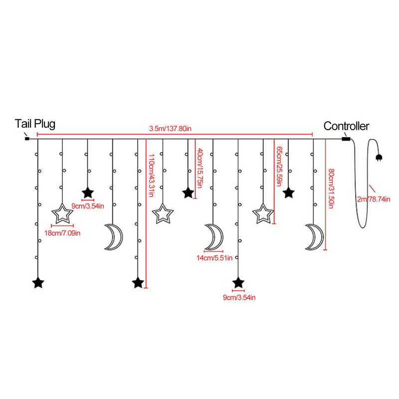 Eid Mubarak Steaua Lună Led Cortina Ghirlanda șir Lumină Ramadan Decor Islam Musulman Decor Partid Eid Al Adha Cadou Eid Mubarak