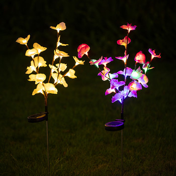 Слънчева лампа Phalaenopsis LED лампа за изкуствени цветя Светеща декорация на открит пейзаж за градина, двор тревата GQ