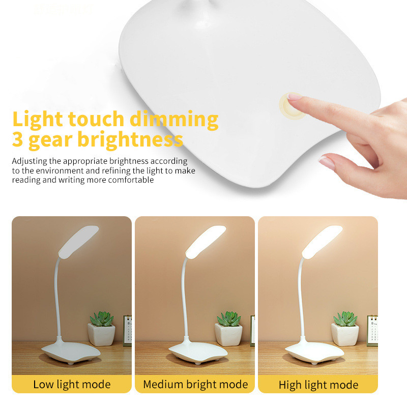 LED galda lampa pārnēsājama USB uzlādējama galda lampa, 3 gear Touch, aptumšojama acu aizsardzība guļamistabai, mācību grāmatai pie gultas