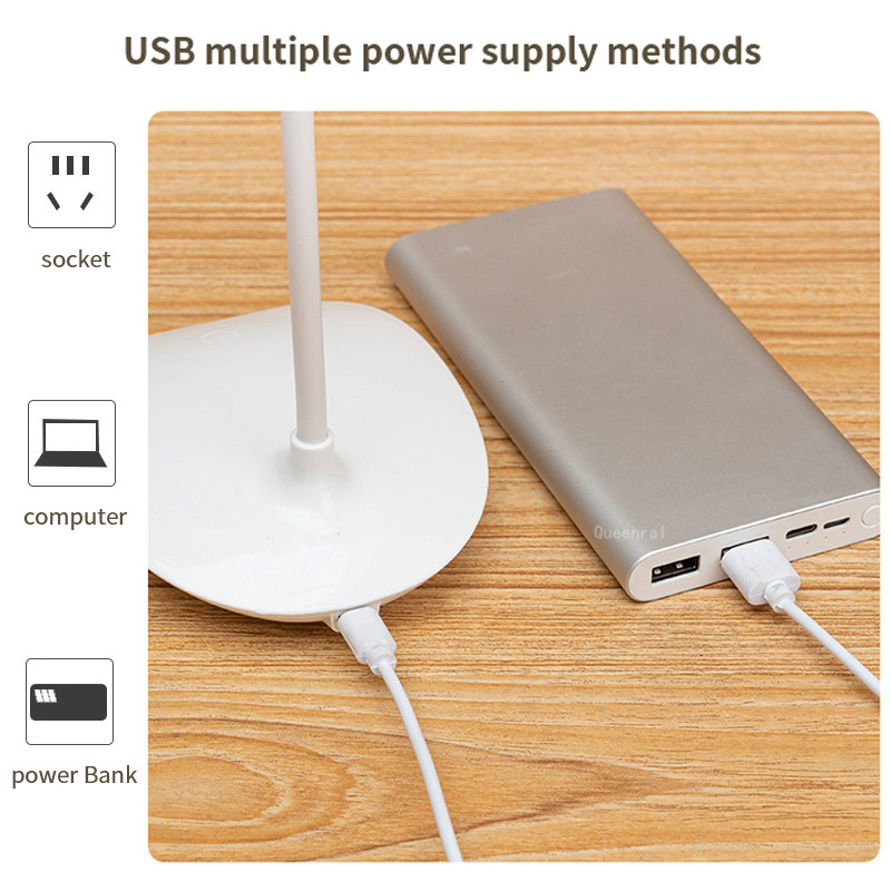 LED galda lampa pārnēsājama USB uzlādējama galda lampa, 3 gear Touch, aptumšojama acu aizsardzība guļamistabai, mācību grāmatai pie gultas