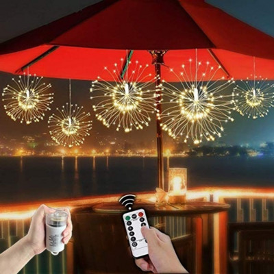 Lampă de artificii cu LED de Crăciun 180/120 Lampă de explozie Lampă șir Lampă din sârmă de cupru impermeabilă Decor pentru casă (nu include bateria)