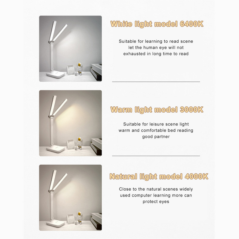 Nabíjacia LED stolová lampa s USB, plynulé stmievanie, multifunkčná nočná lampa do spálne, biele svetlo