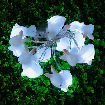 1,5 m 10 LED diód Veľkonočné svetelné reťazce v tvare králika, zajačik, rozprávkové svetlo, na batérie, dekorácia na domácu párty...