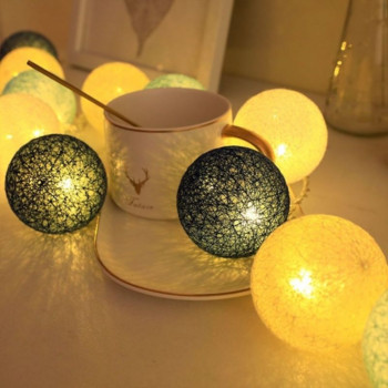 2.2M 20 LED гирлянди от памучни топки Светлинни струни Коледна фея Осветителни струни за празнична сватба Коледно парти Декорация на дома