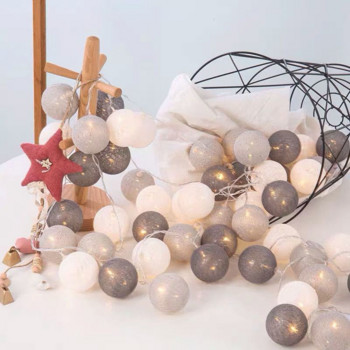 2.2M 20 LED Βαμβακερή μπάλα Γιρλάντα String Lights Χριστουγεννιάτικα νεράιδα φωτιστικά κορδόνια για Χριστουγεννιάτικο γάμο Χριστουγεννιάτικη διακόσμηση σπιτιού