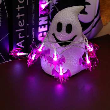 10 Led αποκριάτικα φωτάκια χορδών μπαταρίας LED Pumpkin Ghost Spider Σκελετός Νυχτερίδες για το Halloween Garden Home Patio Party