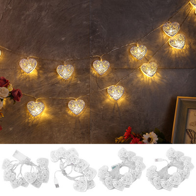 LED reťazové svetlo 1,65 m/3 metre, romantické svetielka s láskou, srdce, napájané z USB batérií, párty, sviatočné potreby, dekorácie na Valentína