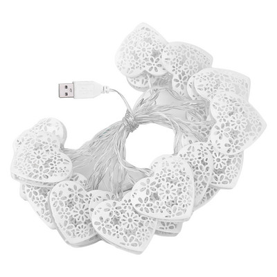 Lumină cu LED 1,65 m/3 metri Inimă de dragoste Lumini romantice Funcționare cu baterii USB pentru petrecere Rechizite de vacanță Decorațiuni pentru Ziua Îndrăgostiților