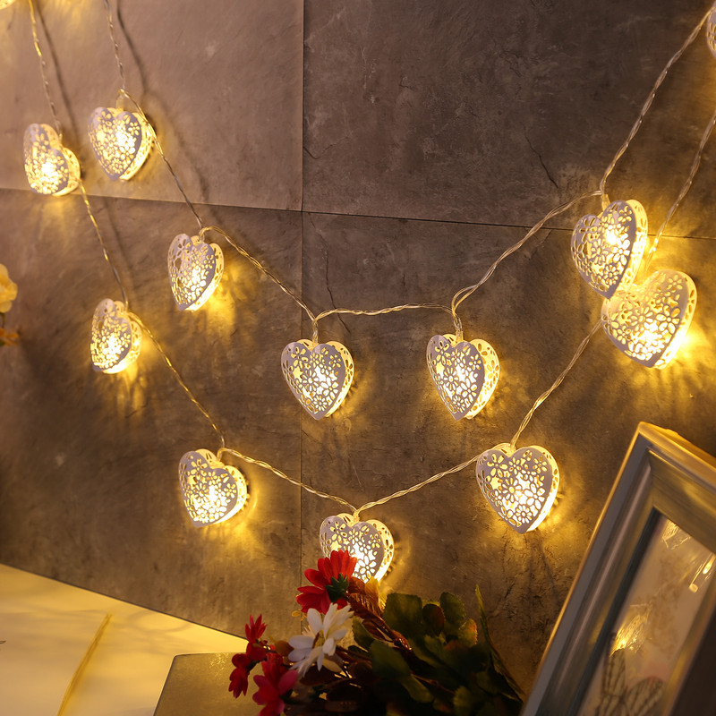 Lumină cu LED 1,65 m/3 metri Inimă de dragoste Lumini romantice Funcționare cu baterii USB pentru petrecere Rechizite de vacanță Decorațiuni pentru Ziua Îndrăgostiților