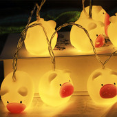 Drăguț Porc șir de lumină Rață Unicorn Dinozaur Cățeluș 10 LED Alimentat cu baterie Petrecere acasă Decorare de Crăciun Lampă de noapte Cadou de Crăciun