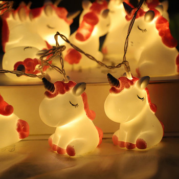 Сладко прасе Струна Светлинна патица Еднорог Динозавър Кученце 10 LED захранвани с батерии Домашно парти Коледна украса Нощна лампа Коледен подарък