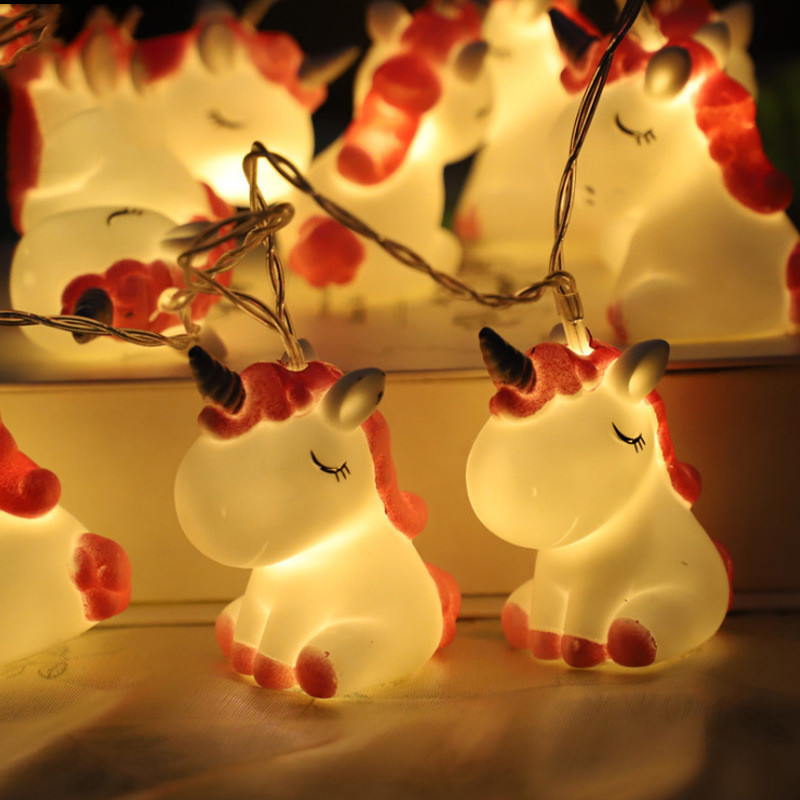 Drăguț Porc șir de lumină Rață Unicorn Dinozaur Cățeluș 10 LED Alimentat cu baterie Petrecere acasă Decorare de Crăciun Lampă de noapte Cadou de Crăciun