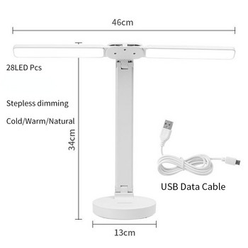 LED двуглава настолна лампа，32PCS LED светлини Настолна лампа с батерии и USB зареждане Светлини за защита на очите за дома/офиса