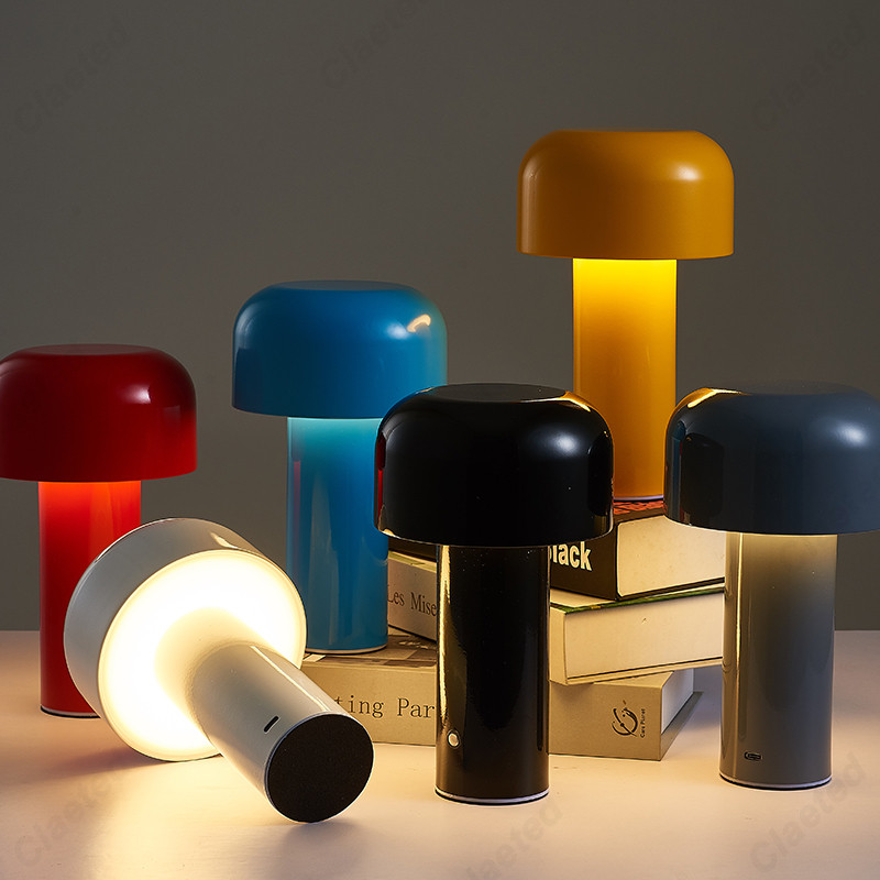 Lampă de masă cu ciuperci de designer italian Lumină de noapte Lampă decorativă portabilă fără fir, reîncărcabilă la atingere, Lampă de noptieră USB Lampă de birou