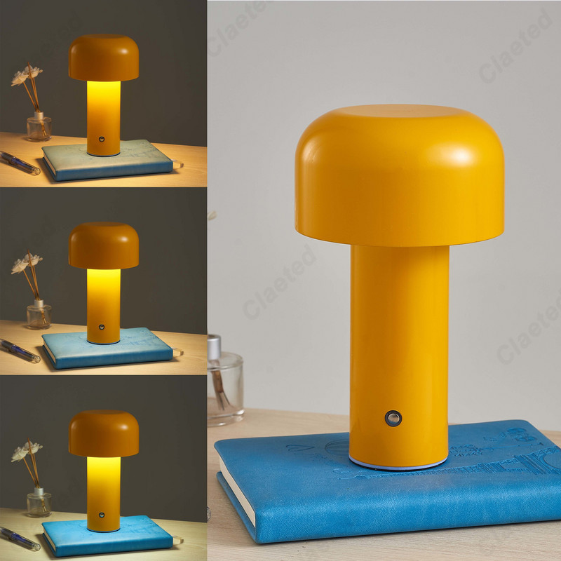 Lampă de masă cu ciuperci de designer italian Lumină de noapte Lampă decorativă portabilă fără fir, reîncărcabilă la atingere, Lampă de noptieră USB Lampă de birou