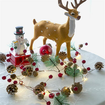 moonlux 2M 20LED χριστουγεννιάτικα φωτάκια με κορδόνια κουκουνάρι κόκκινο μούρο Φωτιστικό γιρλάντα Νεράιδα για Διακόσμηση πάρτι για το γαμήλιο δέντρο