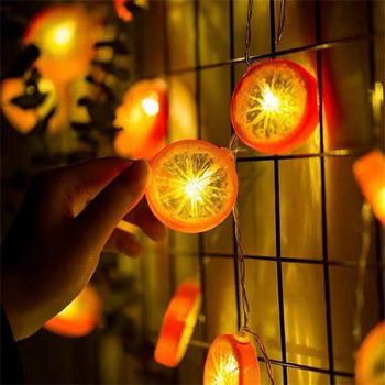 LED лимонов гирлянд с резени портокал Стрингова светлина 1,5/3 м двор Сватбена домашна украса за коледно парти USB лампи с батерии Осветление за рожден ден