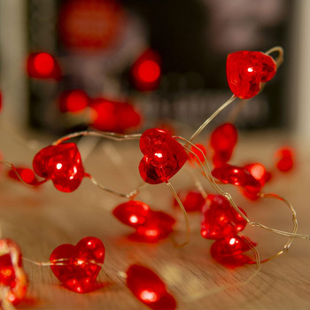 Διακόσμηση για την Ημέρα του Αγίου Βαλεντίνου Κόκκινα φώτα νεράιδας σε σχήμα καρδιάς με τηλεχειριστήριο 4M 40 LED Ρομαντικά λαμπάκια με κορδόνια