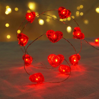 Декорация за деня на Свети Валентин Червена любов във формата на сърце Приказни струнни лампи с дистанционен таймер 4M 40 светодиода Романтични блестящи струнни лампи