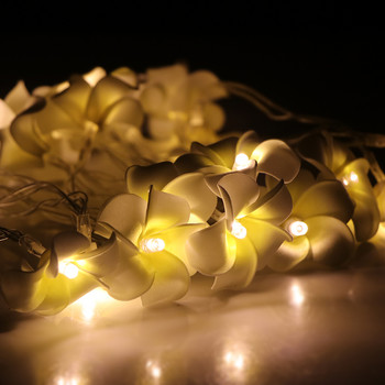 Светодиодни струнни светлини Светлини за цветя Frangipani Батерия Захранваща топка Гирлянди Светлини за празнични сватбени партита Декорация Лампа