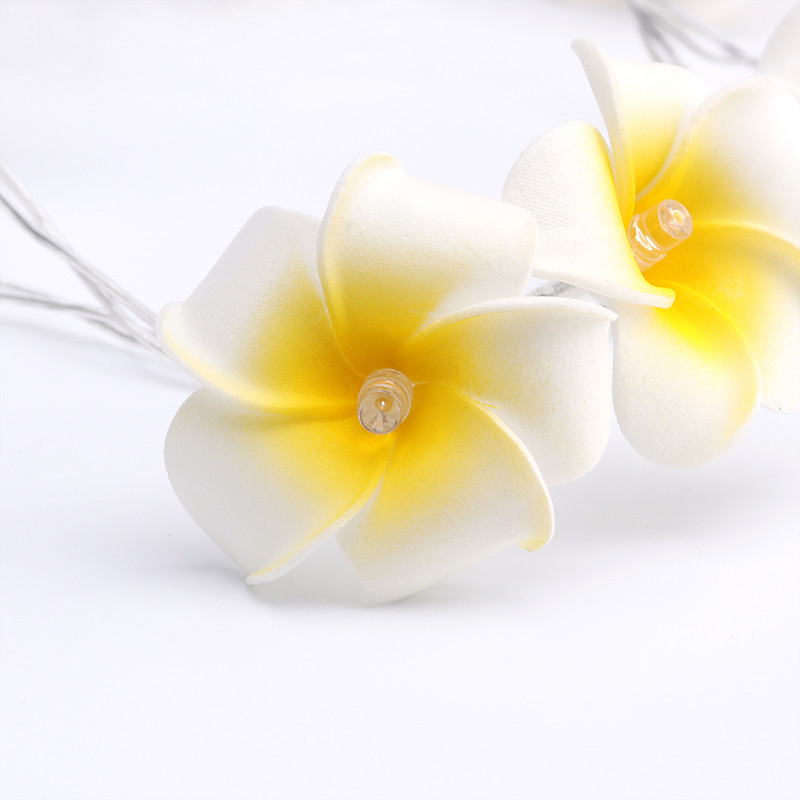 Ghirlande luminoase cu LED-uri Lumini pentru flori de frangipani Ghirlande de ghirlande cu bile cu baterie pentru lampă de decorare a petrecerii de nuntă