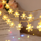 Snowflake Star Ball LED stīgu gaismas Fairy Lights USB/baterijām darbināmas ielas vītnes lampas Jaungada Ziemassvētku eglītes rotājums