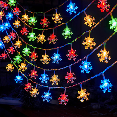 Snowflake Star Ball LED stīgu gaismas Fairy Lights USB/baterijām darbināmas ielas vītnes lampas Jaungada Ziemassvētku eglītes rotājums