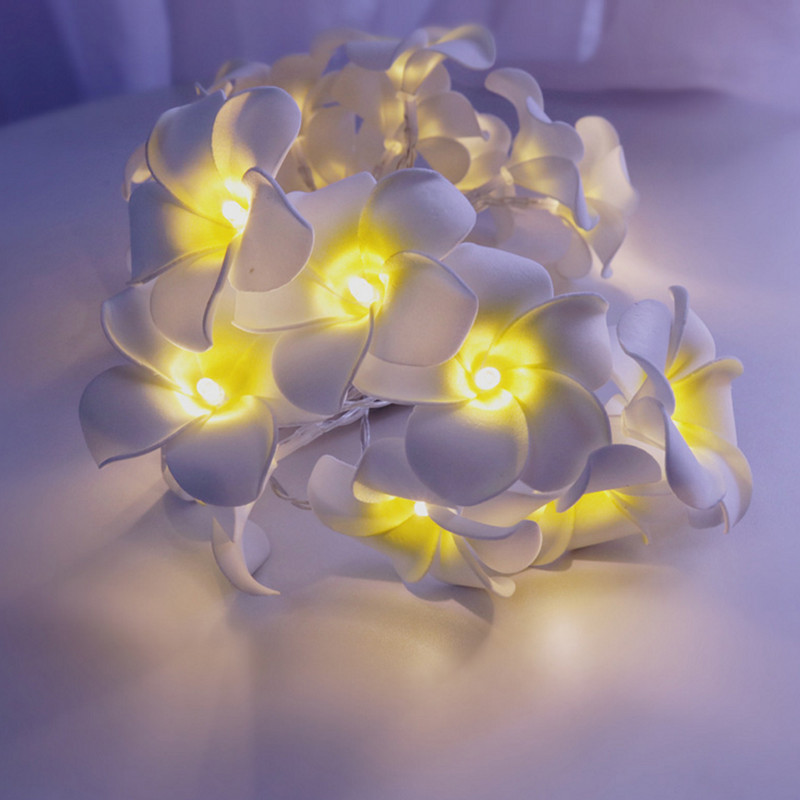 DIY Plumeria LED stringvalgusti aku, USB EU-pistik, toide Frangipani lilleline vanikuvalgusti pühadepeoks jõulupeo jaoks magamistoa kaunistus